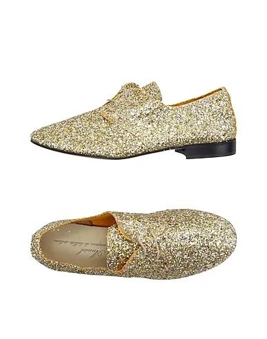 Gold Gabardine Laced shoes