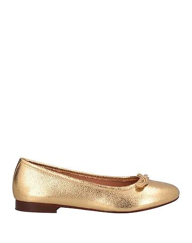 Gold Leather Ballet flats