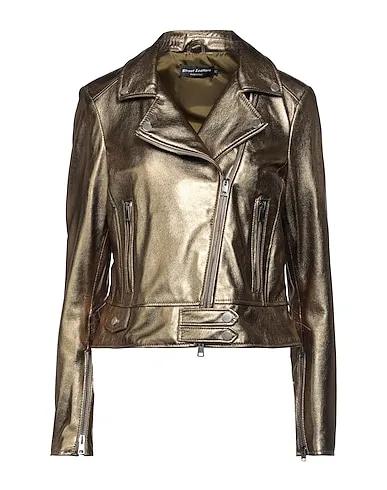 Gold Leather Biker jacket