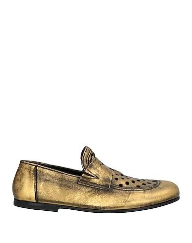 Gold Leather Loafers