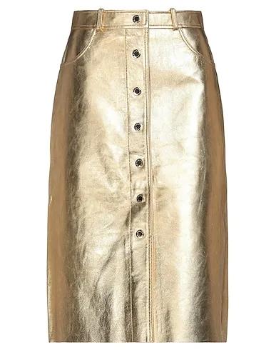 Gold Leather Midi skirt