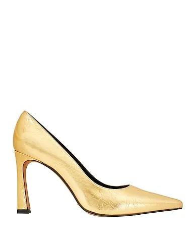 Gold Leather Pump METALLIC LEATHER POINTY-TOE  PUMPS
