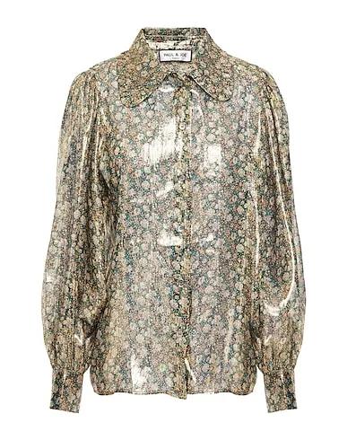Gold Plain weave Floral shirts & blouses