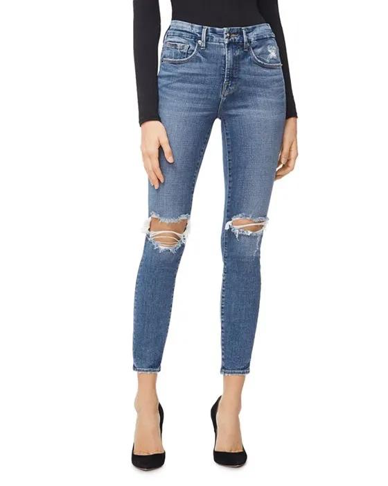 Good Legs High Rise Ripped Skinny Crop Jeans in Blue261