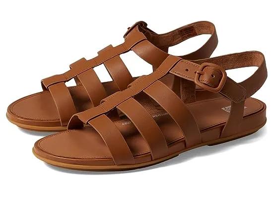 Gracie Rubber-Buckle Leather Fisherman Sandals