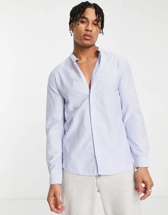 grandad shirt with long sleeves in light blue