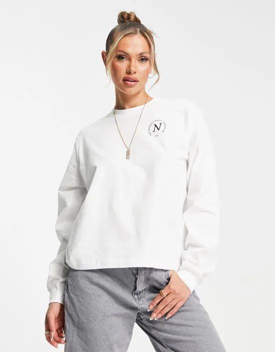 Graphic boxy sweatshirt in white