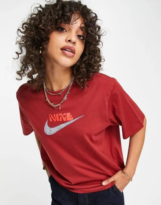 Graphic boxy T-shirt in red
