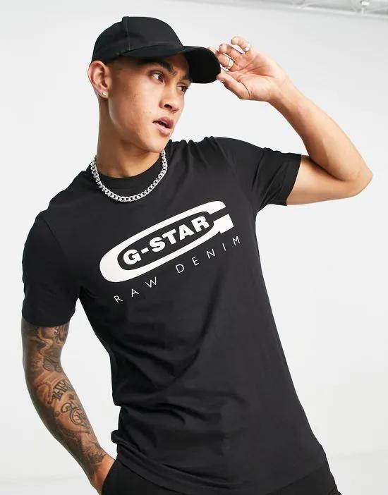 Graphic cotton chest logo slim fit t-shirt in black