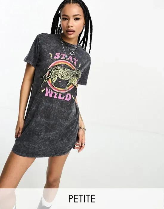 graphic mini t-shirt dress in washed black