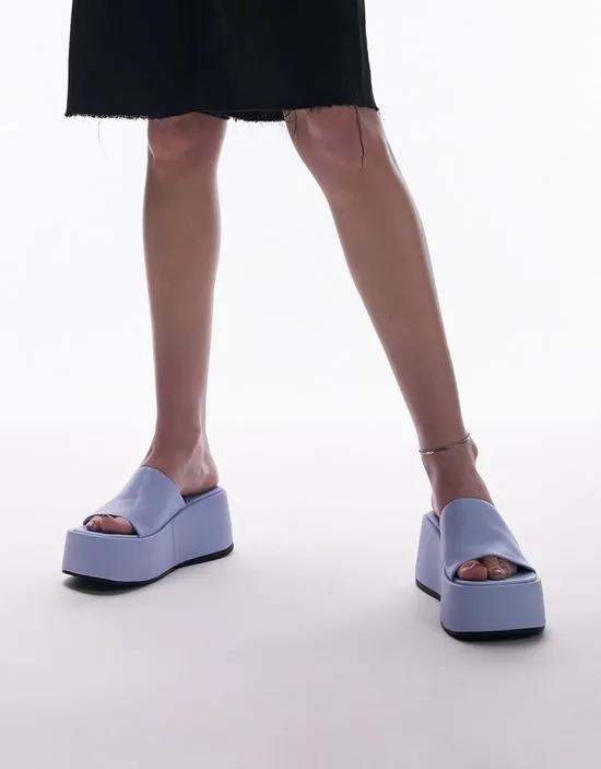 Gray flatform mule sandal in pale blue