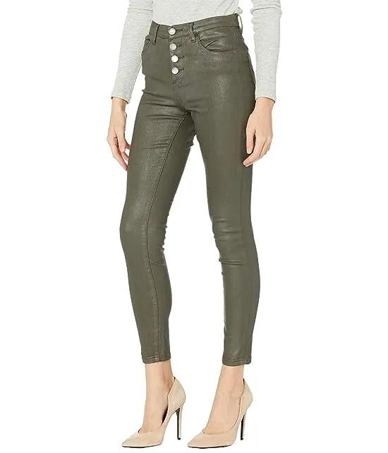 Great Jones High-Rise Coated Exposed Button Skinny Pants