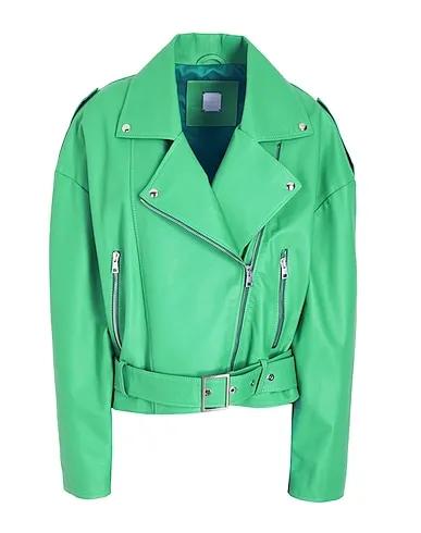 Green Biker jacket LEATHER OVERSIZE BOXY BIKER JACKET
