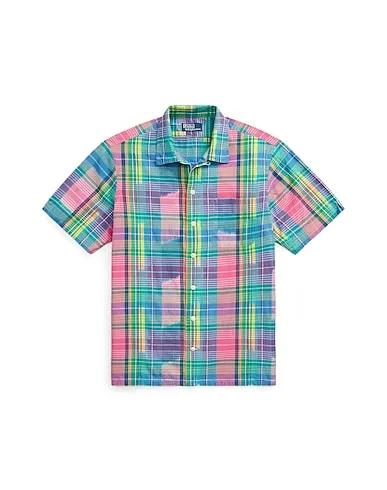 Green Checked shirt CLASSIC FIT COTTON MADRAS CAMP SHIRT

