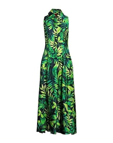 Green Cotton twill Long dress