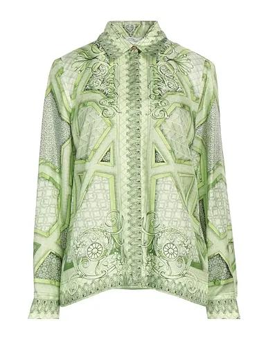 Green Cotton twill Patterned shirts & blouses