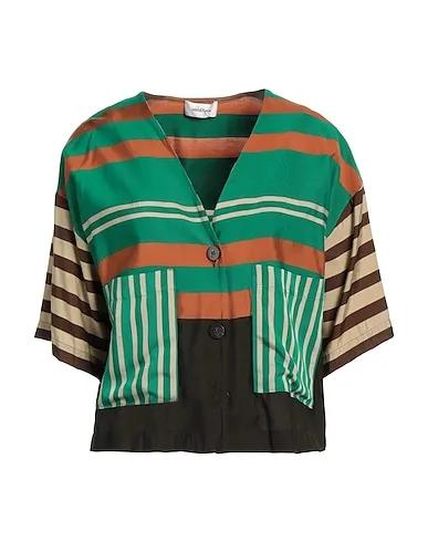 Green Cotton twill Striped shirt