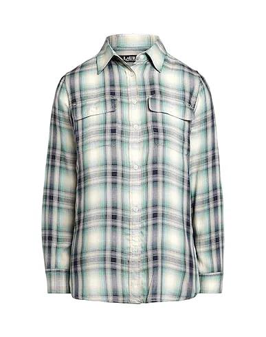 Green Flannel Checked shirt OVERSIZE PLAID TWILL SHIRT
