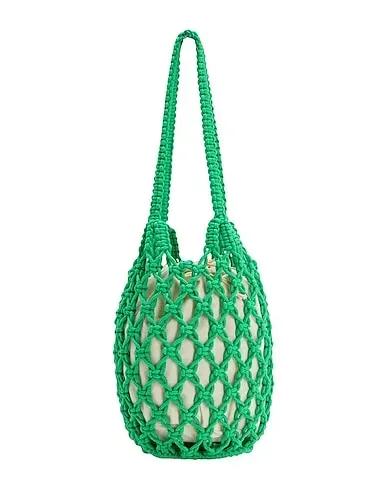 Green Knitted Shoulder bag WOVEN CROCHET BUCKET BAG
