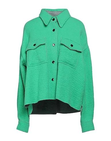 Green Knitted Solid color shirts & blouses