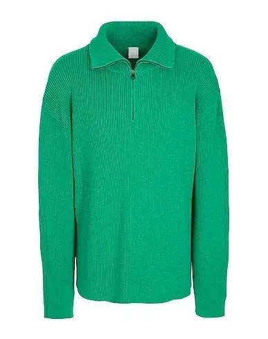 Green Knitted Sweater with zip COTTON KNIT HALF ZIP JUMPER
