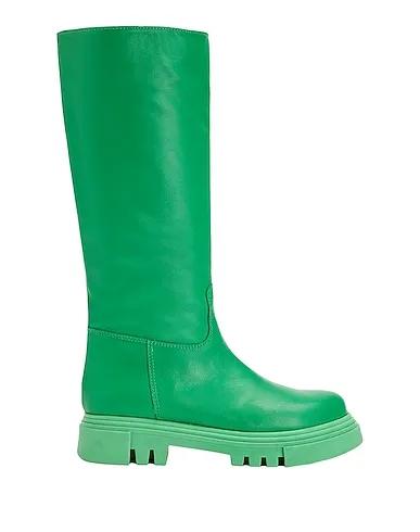 Green Leather Boots LEATHER ROUND TOE BOOT

