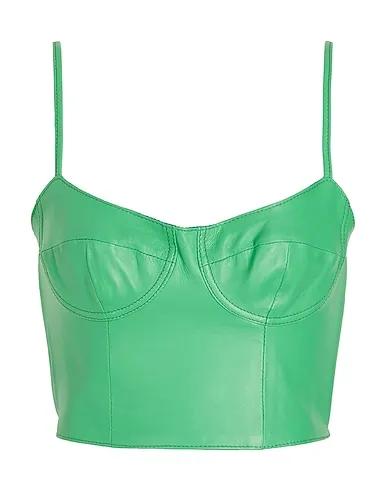 Green Leather Bustier LEATHER BODYCON CROP TOP
