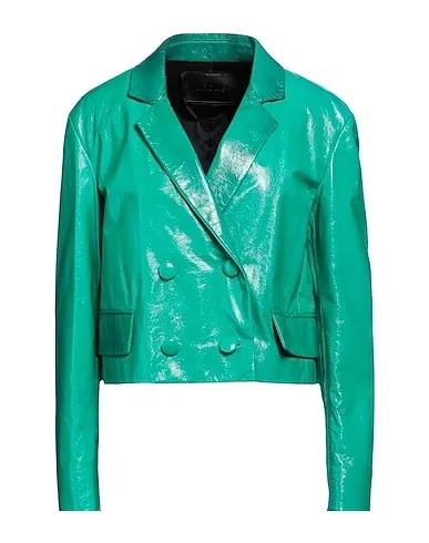Green Leather Double breasted pea coat