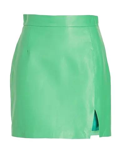 Green Leather Mini skirt LEATHER FRONT SLIT MINI SKIRT
