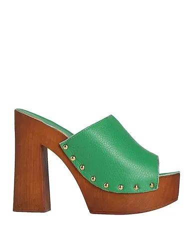 Green Leather Mules and clogs