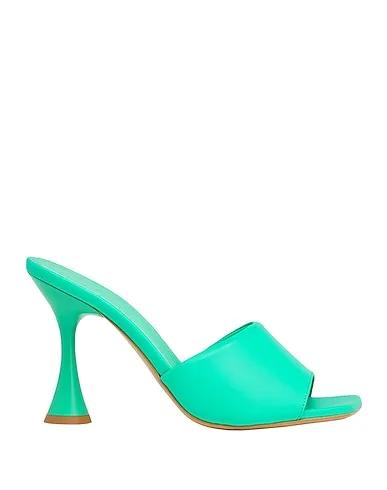 Green Leather Sandals LEATHER SQUARE-TOE MULES