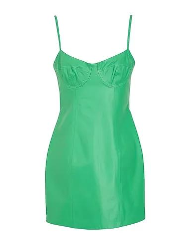 Green Leather Short dress LEATHER BODYCON MINI DRESS
