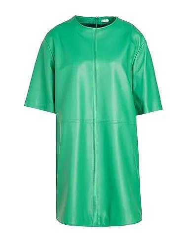 Green Leather Short dress LEATHER S/SLEEVE MINI DRESS
