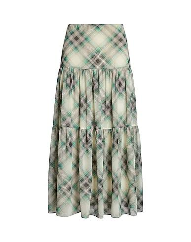 Green Maxi Skirts PLAID CRINKLE GEORGETTE TIERED SKIRT

