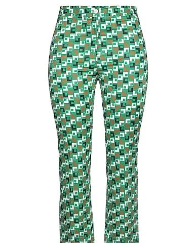 Green Plain weave Casual pants