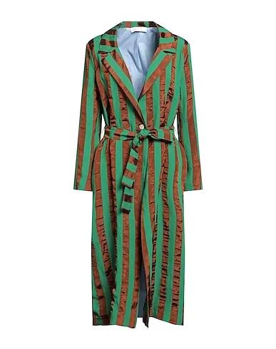 Green Plain weave Full-length jacket