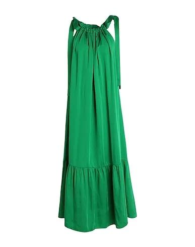 Green Plain weave Midi dress