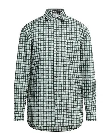Green Plain weave Patterned shirt