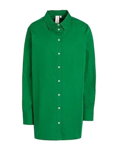 Green Plain weave Solid color shirts & blouses