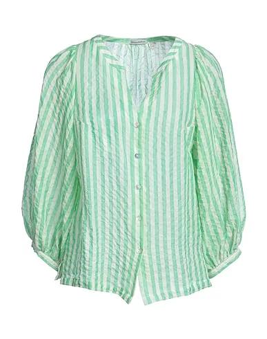 Green Plain weave Striped shirt
