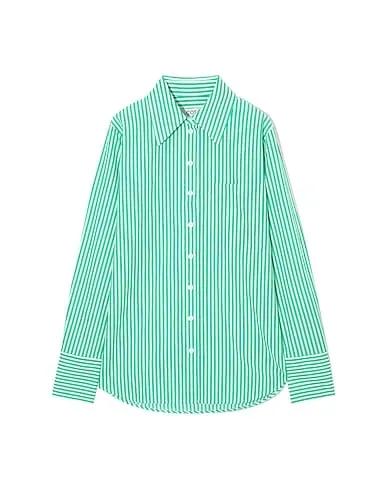 Green Poplin Striped shirt