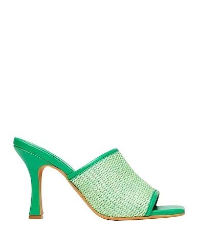 Green Sandals WOVEN SQUARE TOE MULE
