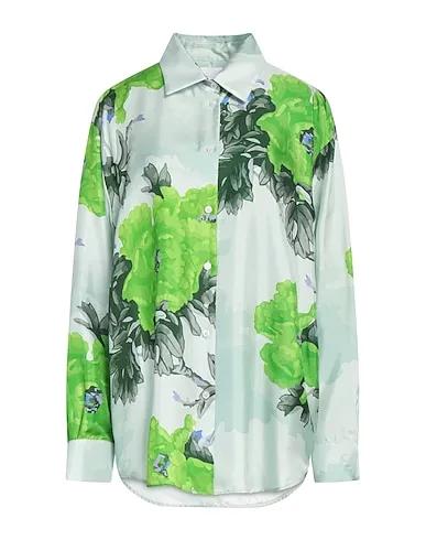 Green Satin Floral shirts & blouses