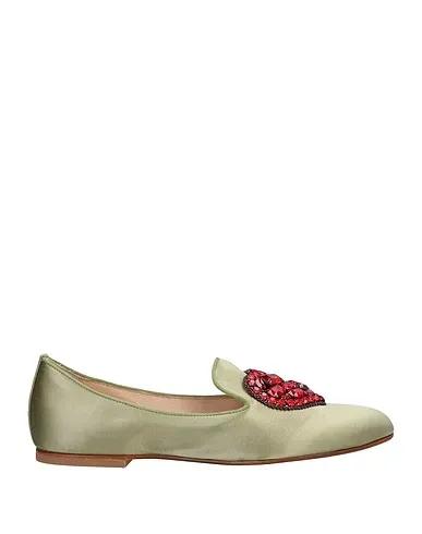 Green Satin Loafers