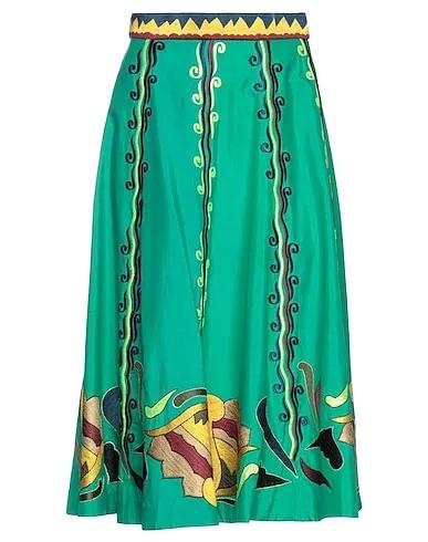 Green Satin Midi skirt