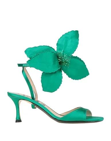 Green Satin Sandals