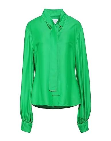 Green Satin Shirts & blouses with bow