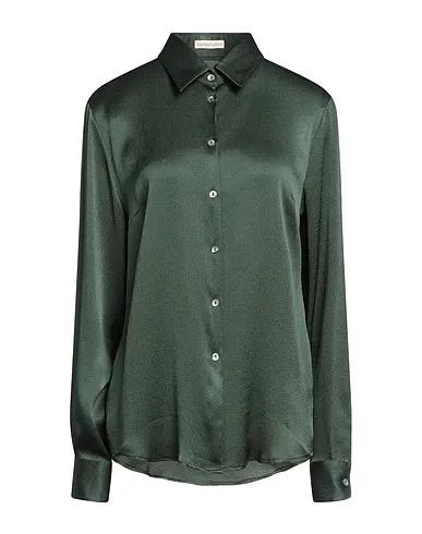Green Satin Solid color shirts & blouses