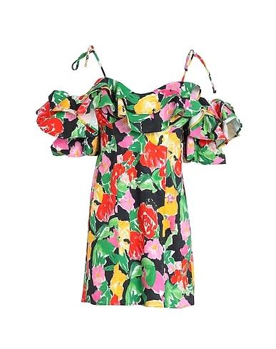 Green Short dress Topshop cotton blend bold floral ruffle bardot mini dress