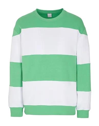 Green Sweatshirt ORGANIC COTTON STRIPED ROUND-NECK
